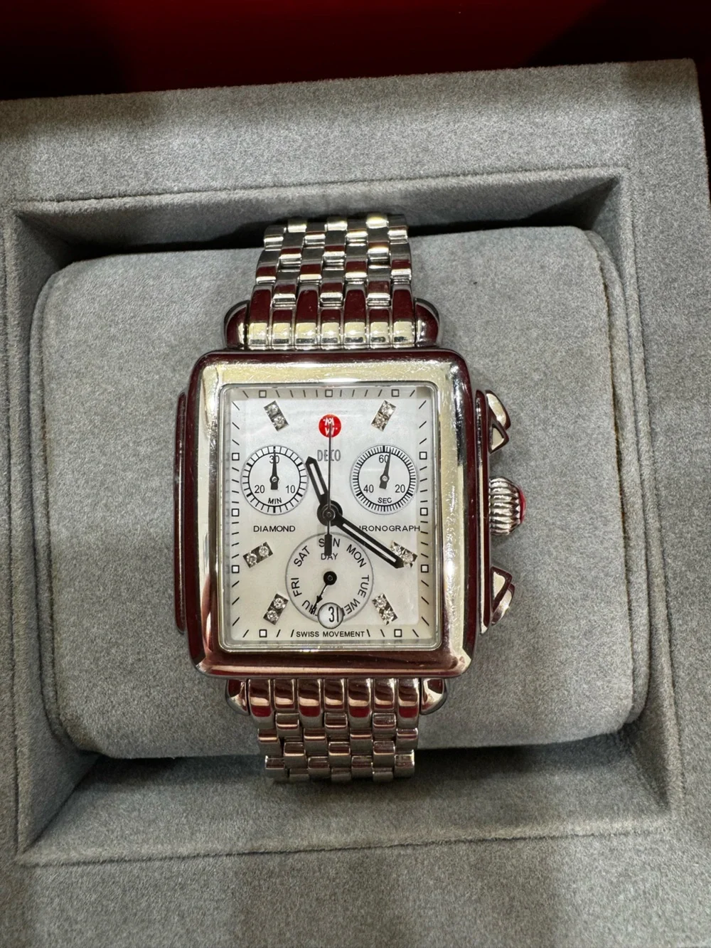 MICHELE Deco Chronograph Womens Watch 33mm